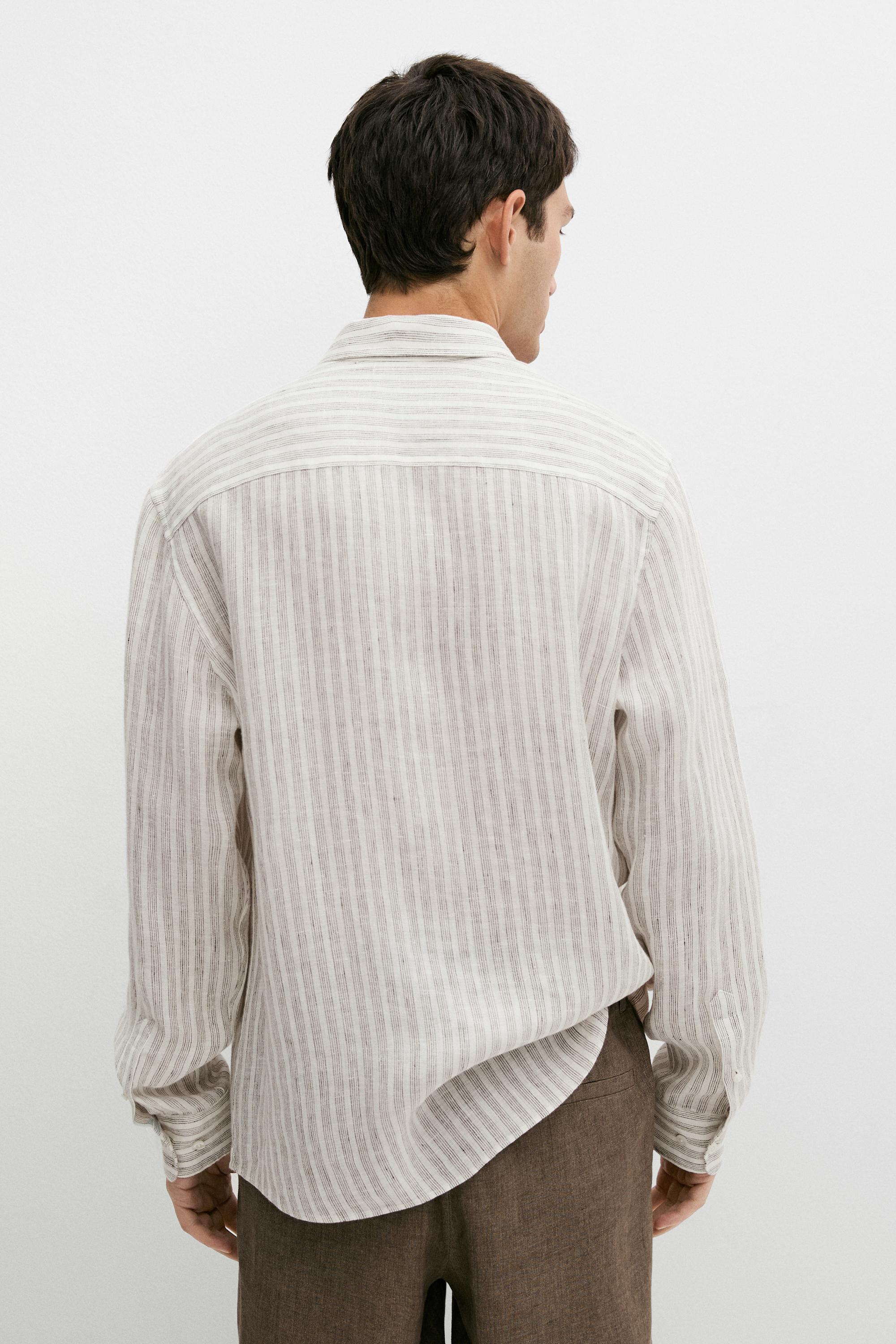 Chemise à rayures 100 % lin regular fit